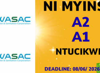 IMYANYA MYINSHI IDASABA AMASHULI AHAMBAYE MURI WASAC: Deadline: 08/06/2026